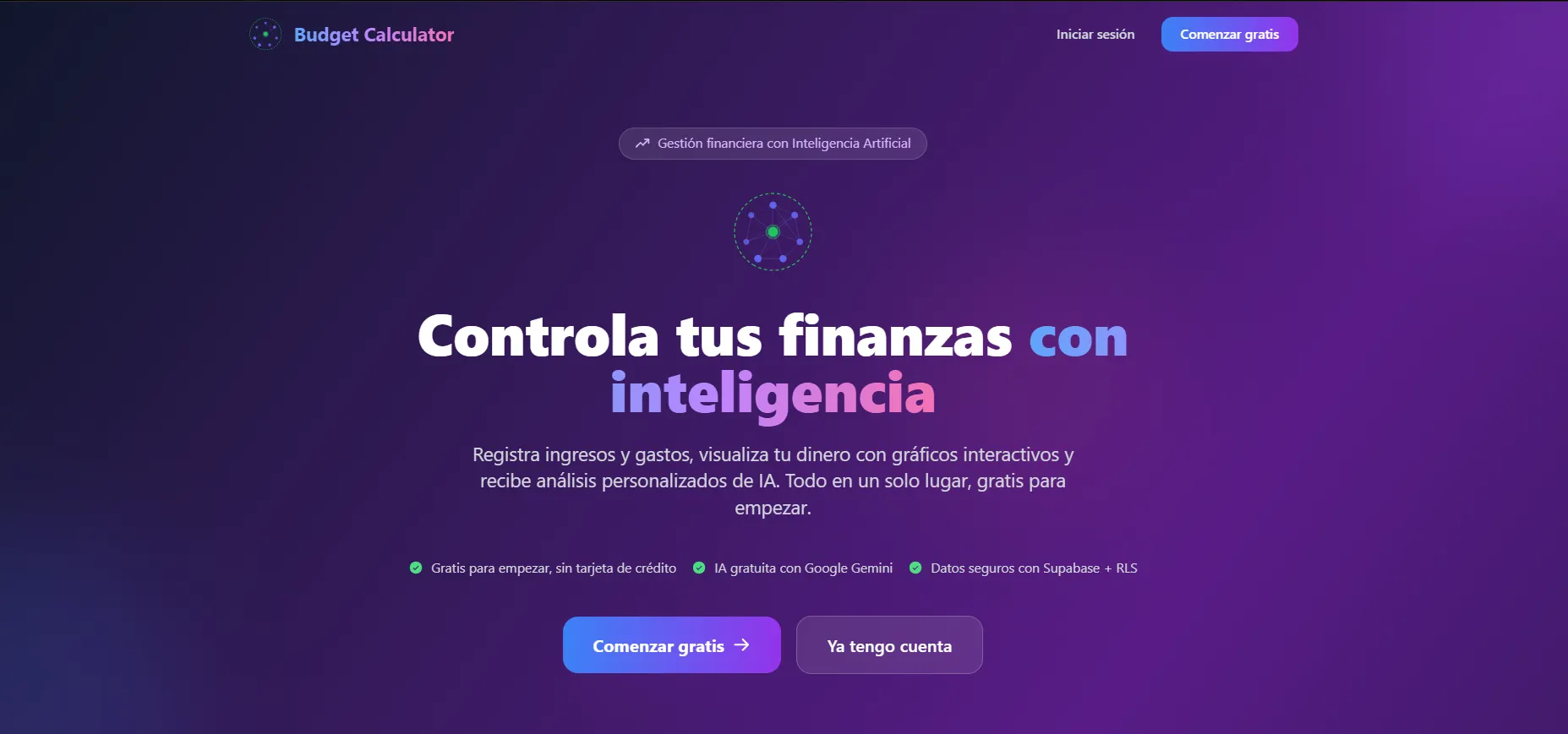 Budget Calculator React - Dashboard