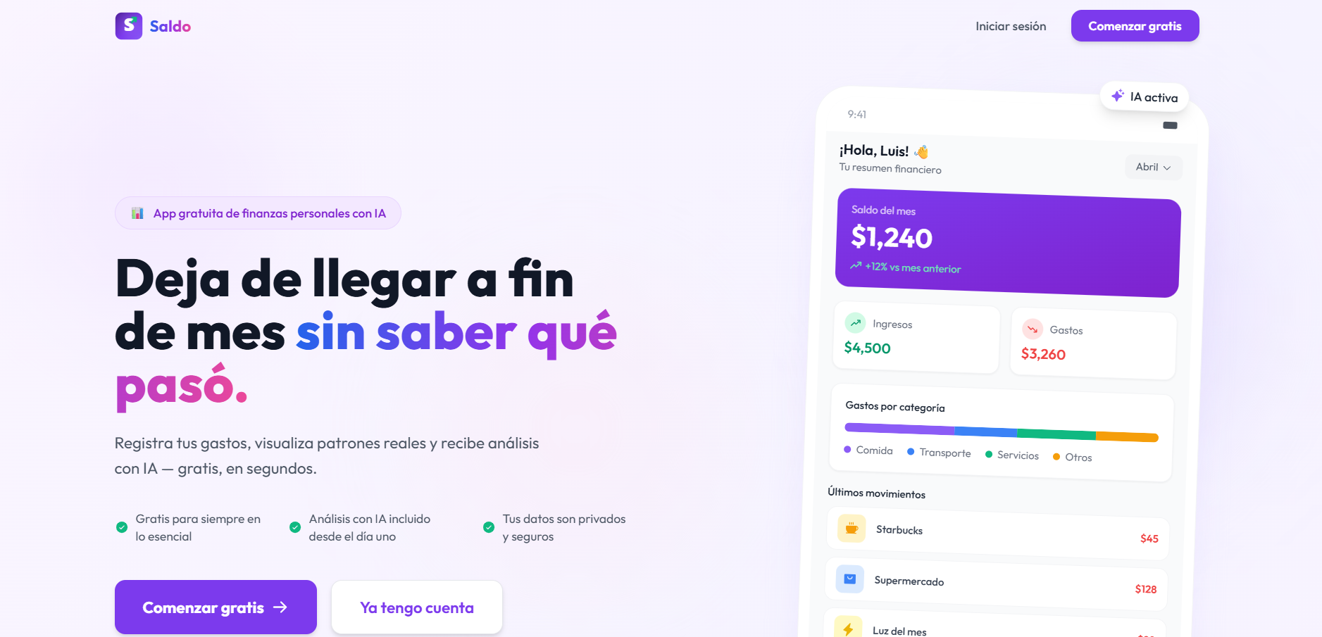 Saldo - Dashboard