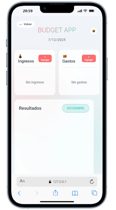Budget App - Dashboard